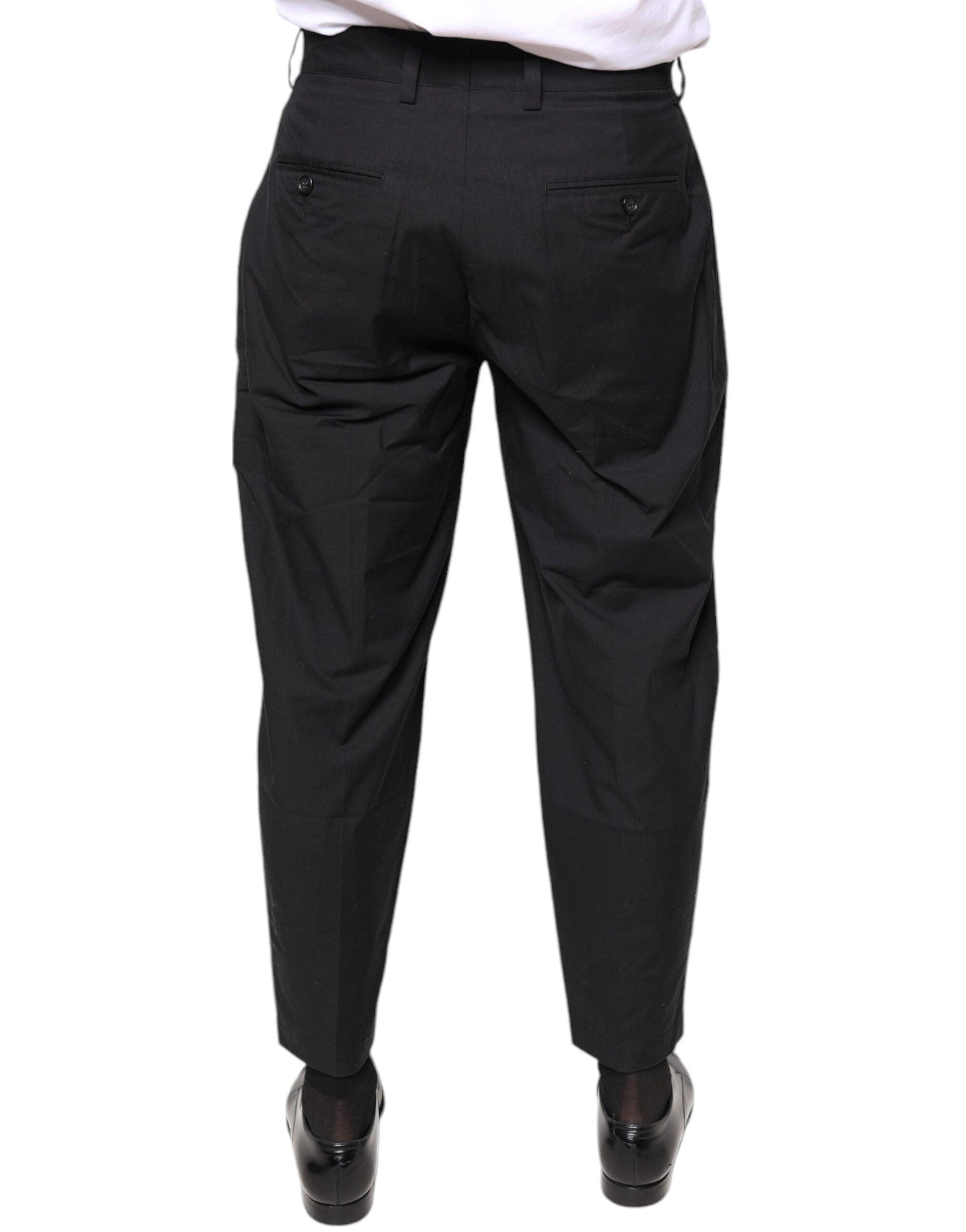 Dolce & Gabbana Black Crown Cotton Dress Pants - Arichezz.store