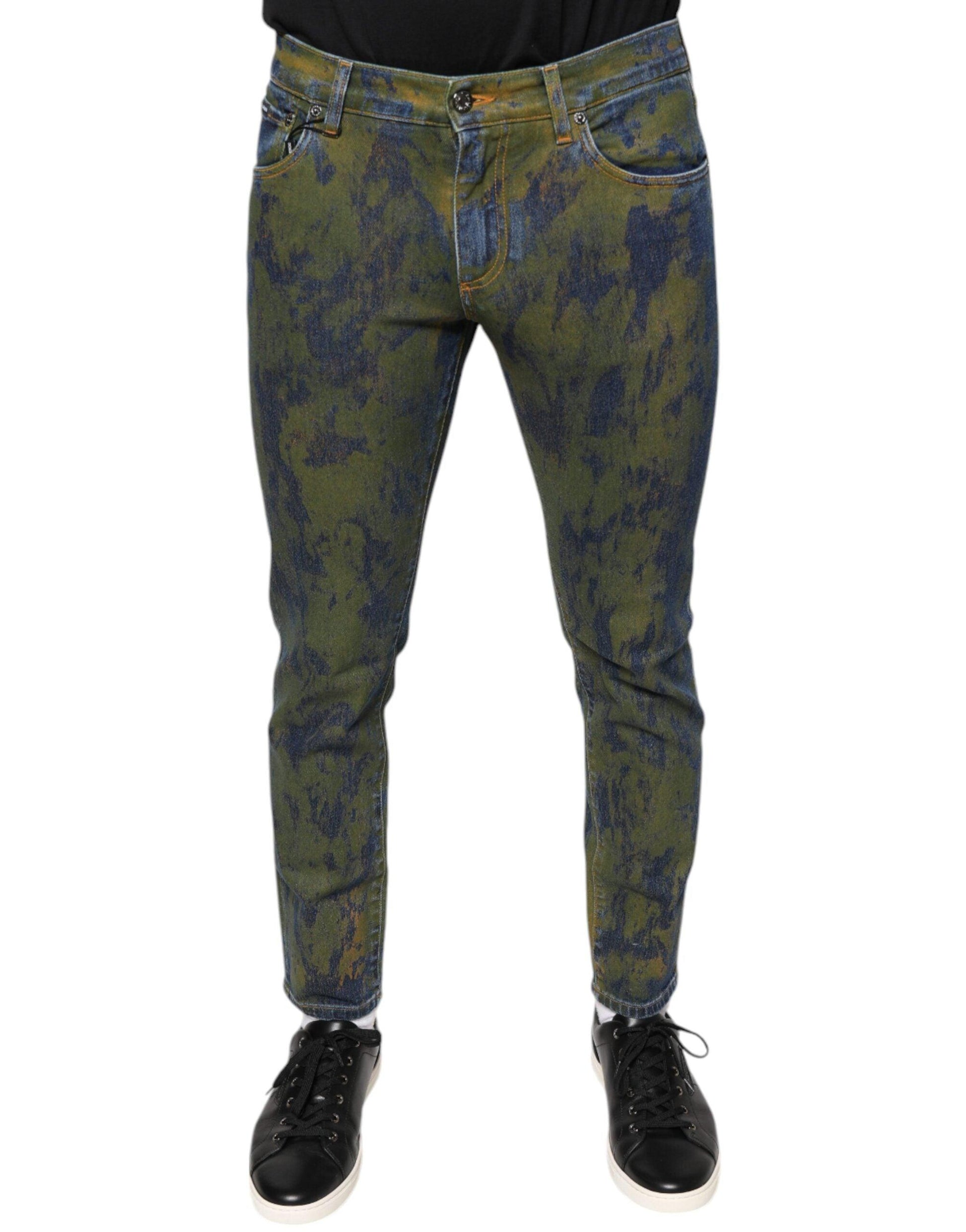 Dolce & Gabbana Blue Cotton Dye Slim Fit Men Denim Jeans - Arichezz.store