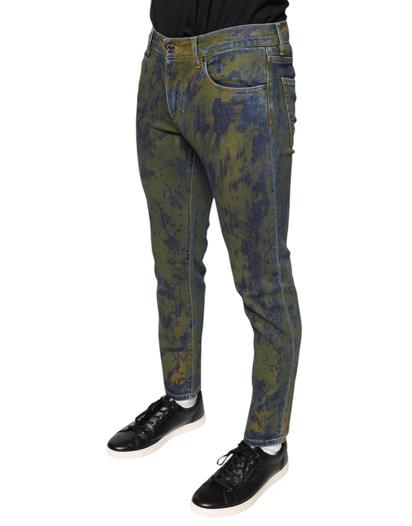 Dolce & Gabbana Blue Cotton Dye Slim Fit Men Denim Jeans - Arichezz.store