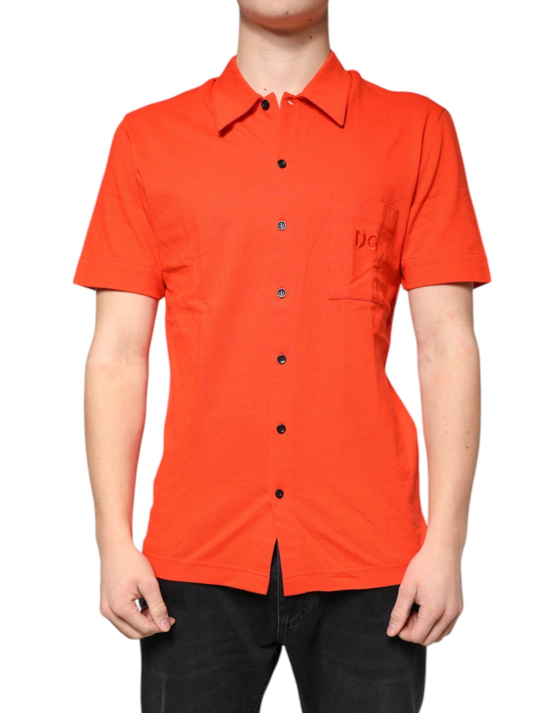 Dolce & Gabbana Orange Cotton Button Down Casual Polo Shirt - Arichezz.store