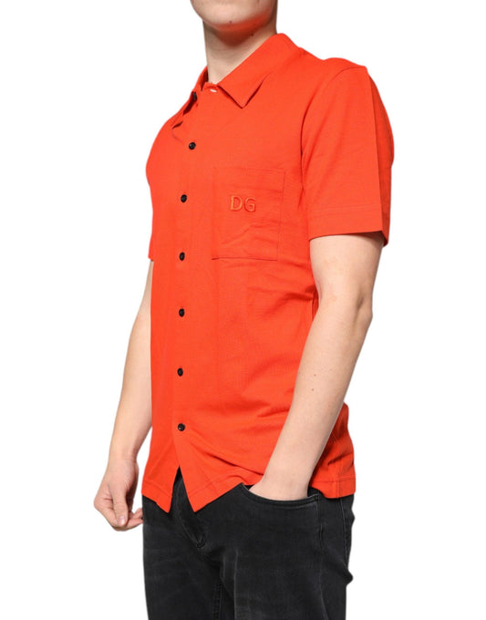 Dolce & Gabbana Orange Cotton Button Down Casual Polo Shirt - Arichezz.store