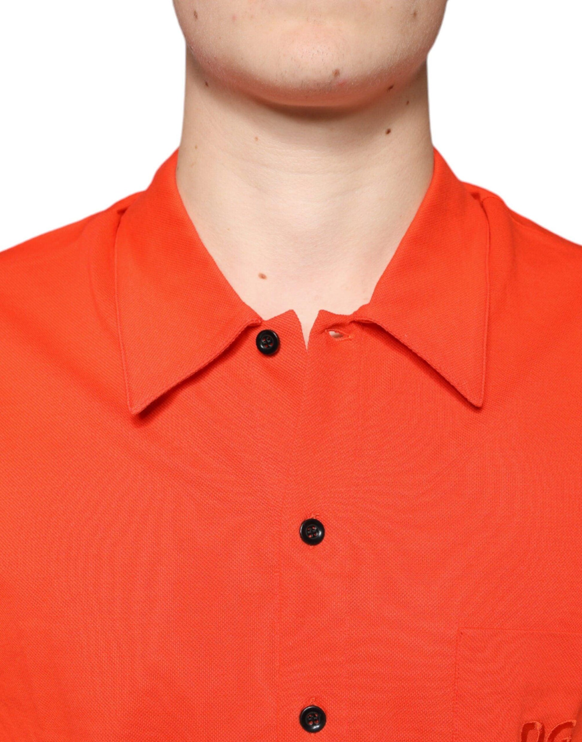 Dolce & Gabbana Orange Cotton Button Down Casual Polo Shirt - Arichezz.store