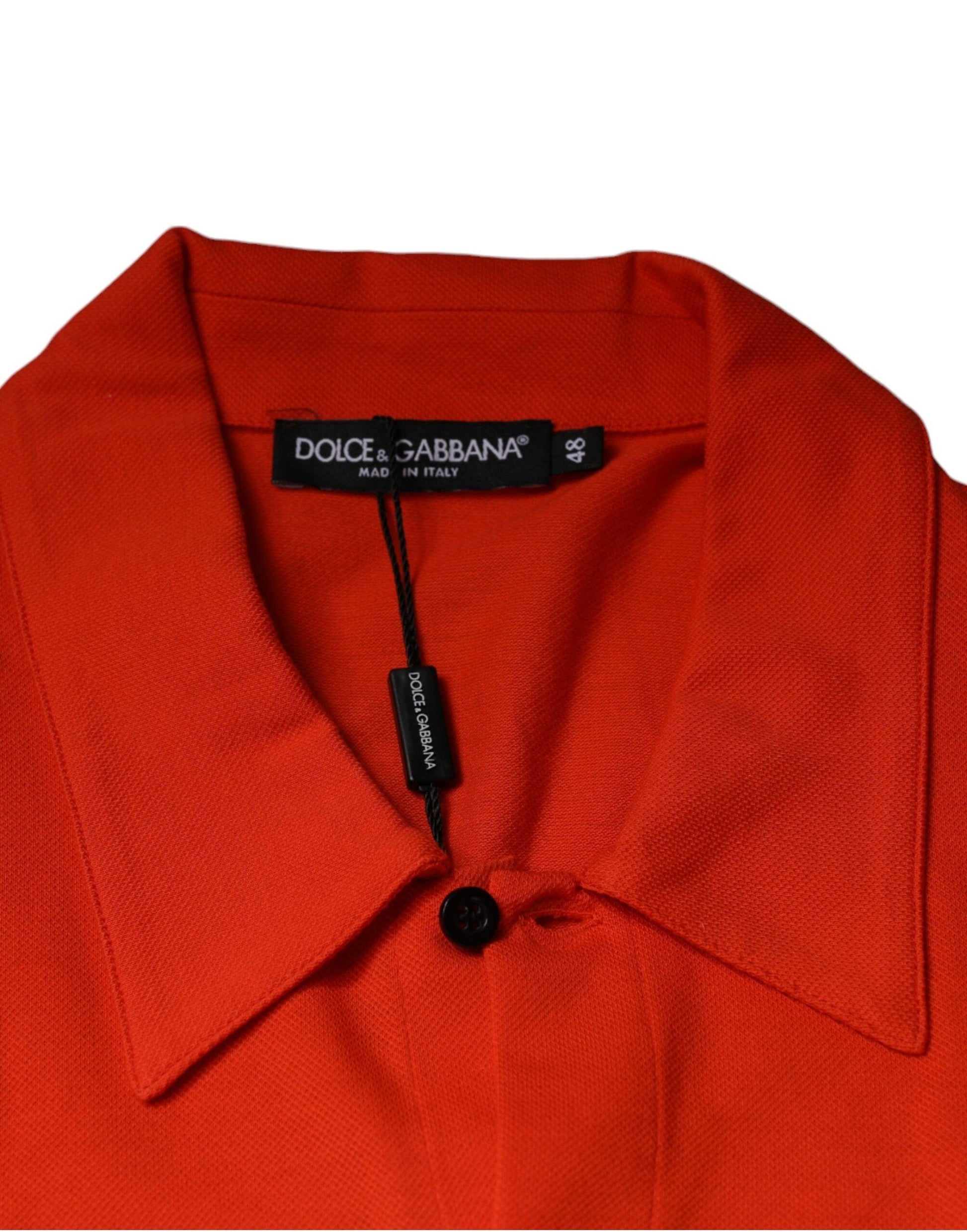 Dolce & Gabbana Orange Cotton Button Down Casual Polo Shirt - Arichezz.store