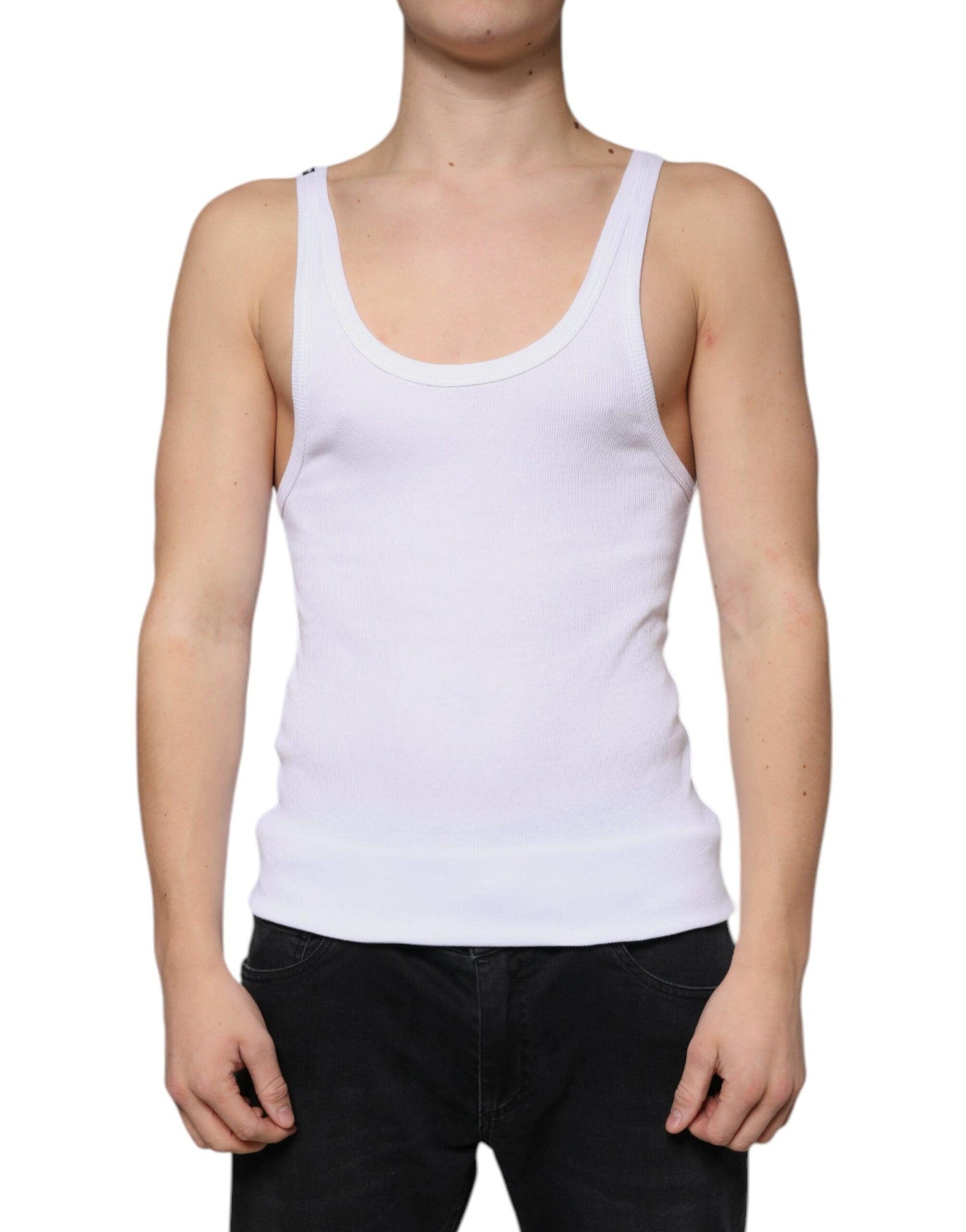 Dolce & Gabbana White Tank Sleeveless Round Neck T-shirt - Arichezz.store