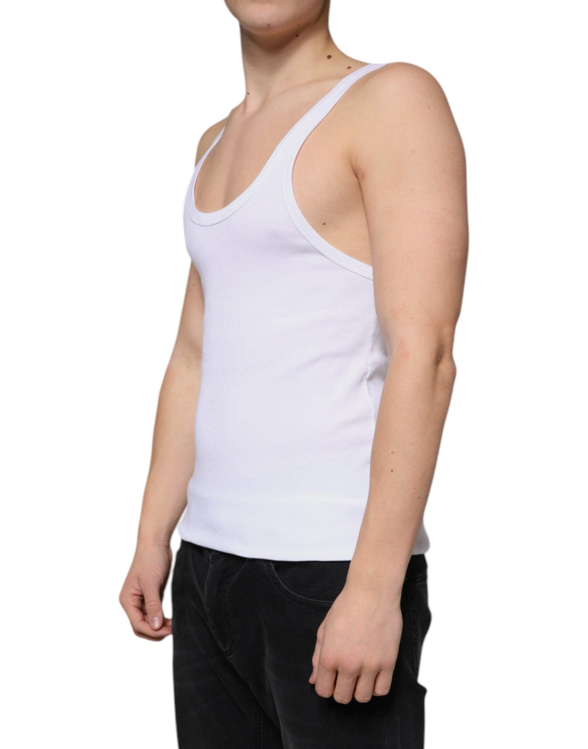 Dolce & Gabbana White Tank Sleeveless Round Neck T-shirt - Arichezz.store