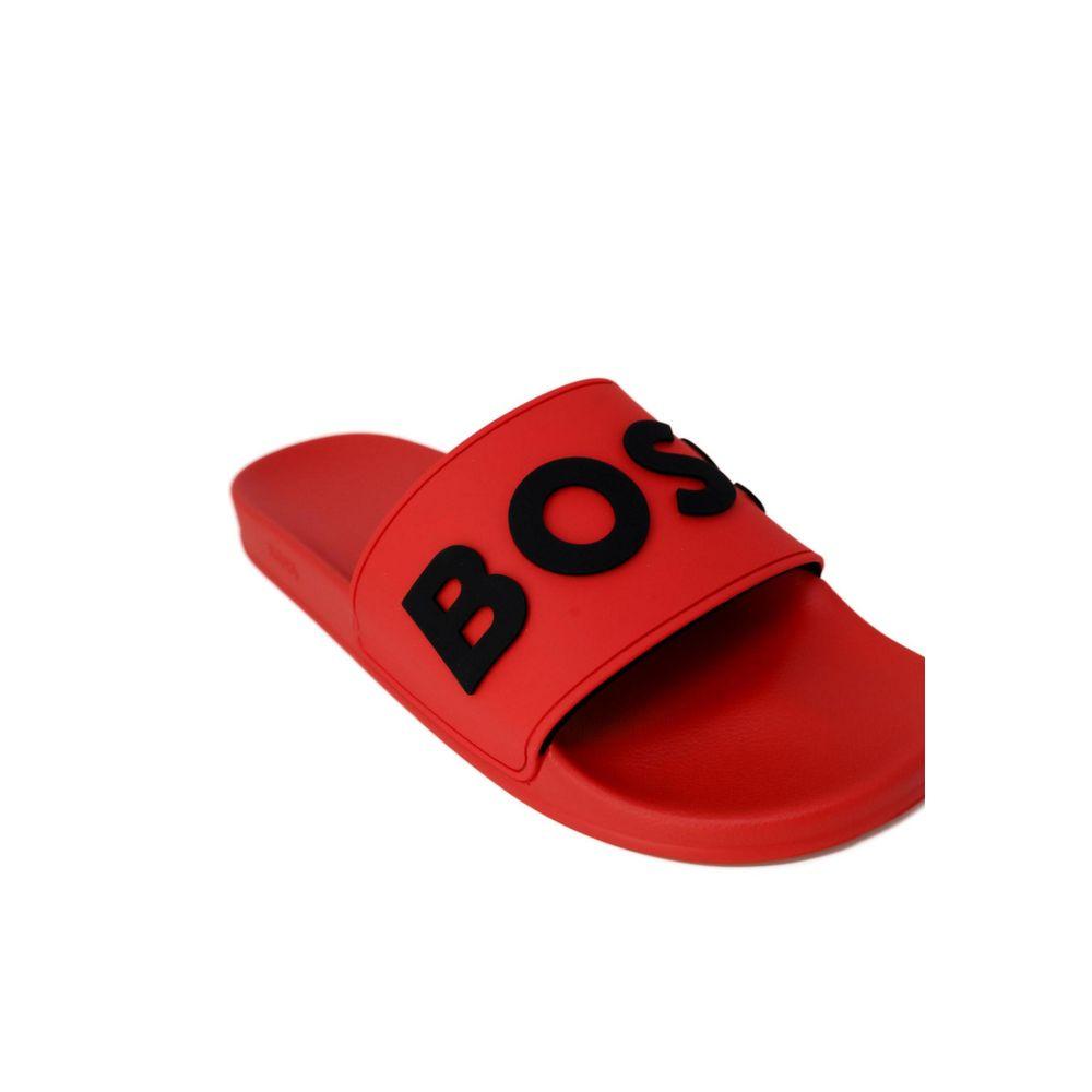 Hugo Boss Red Polyethylene Sandal - Arichezz.store