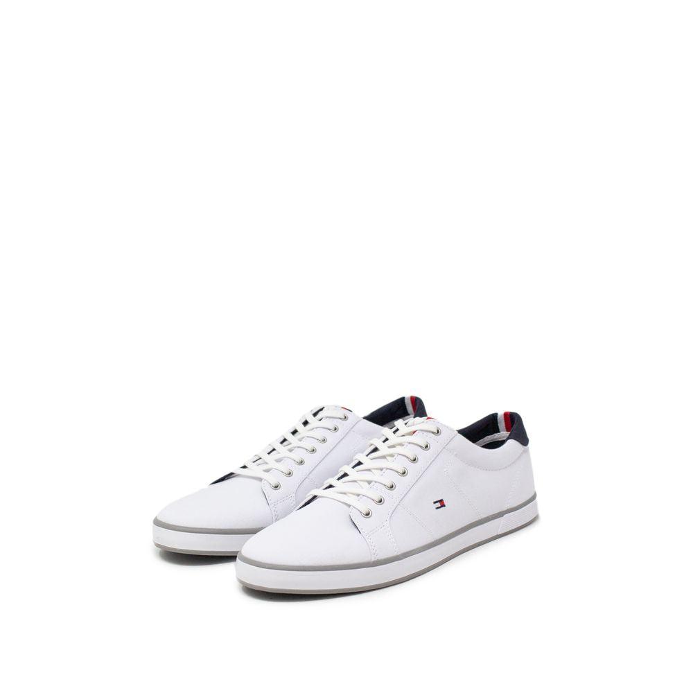 Tommy Hilfiger Men's White Cotton Sneakers - Arichezz.store