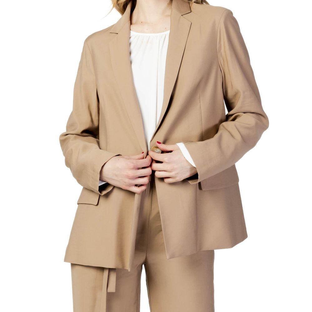 Sandro Ferrone Beige Cotton Blazer for Women - Arichezz.store