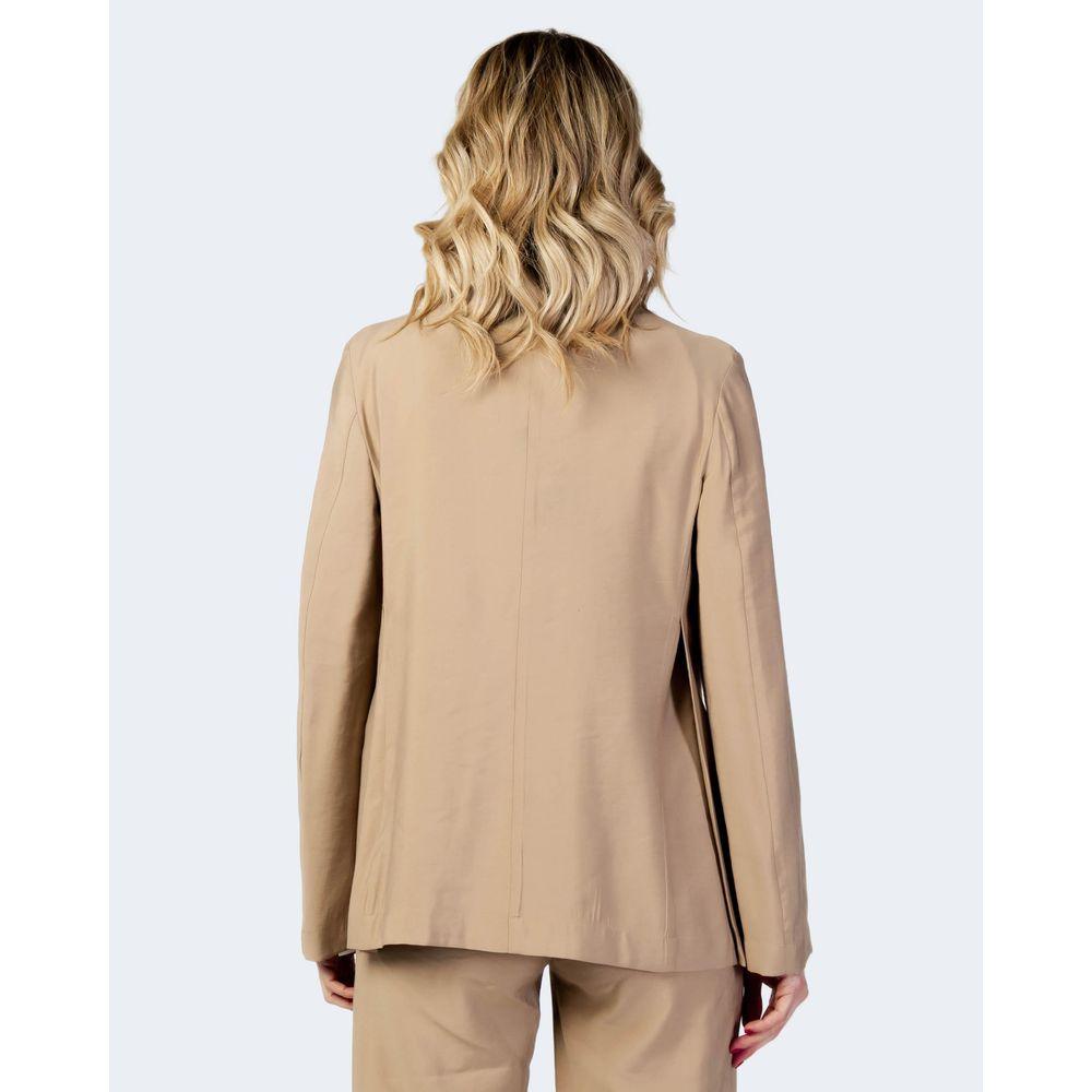 Sandro Ferrone Beige Cotton Blazer for Women - Arichezz.store