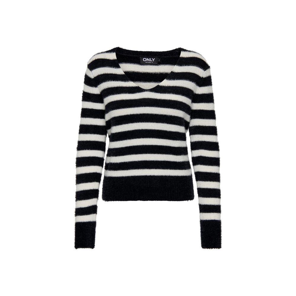 Only Black And White Polyester Sweater