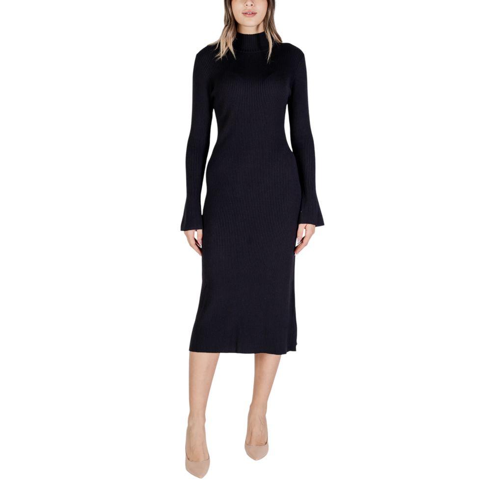 Sandro Ferrone Black Viscose Dress - Arichezz.store