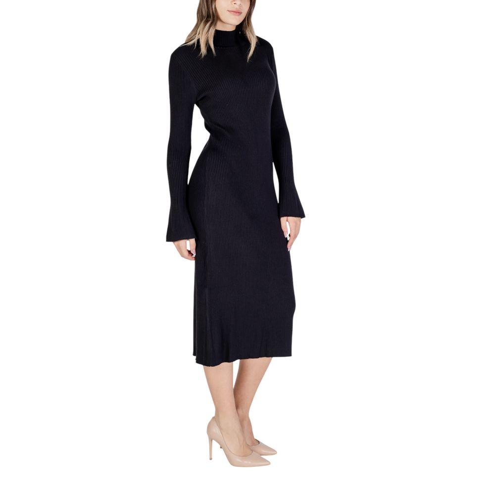 Sandro Ferrone Black Viscose Dress - Arichezz.store