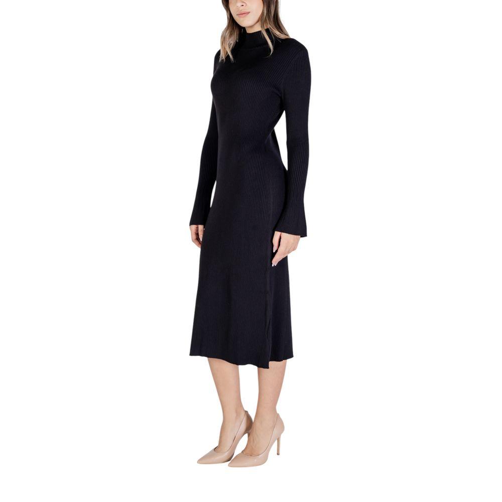 Sandro Ferrone Black Viscose Dress - Arichezz.store