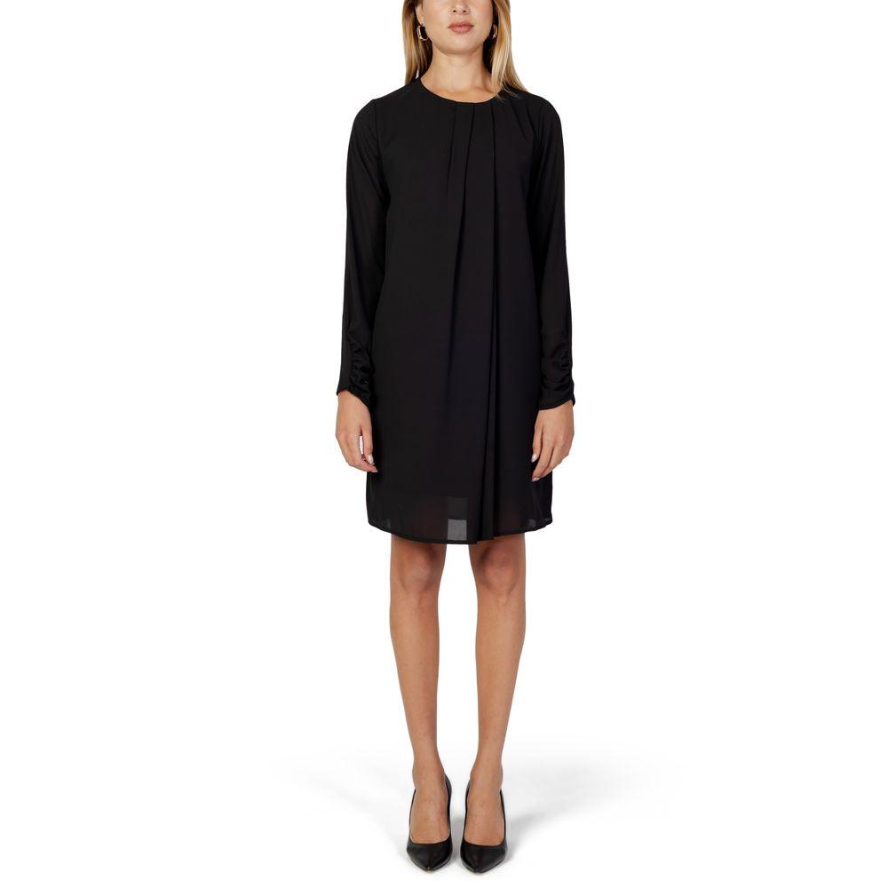 Sandro Ferrone Black Polyester Midi Dress - Arichezz.store