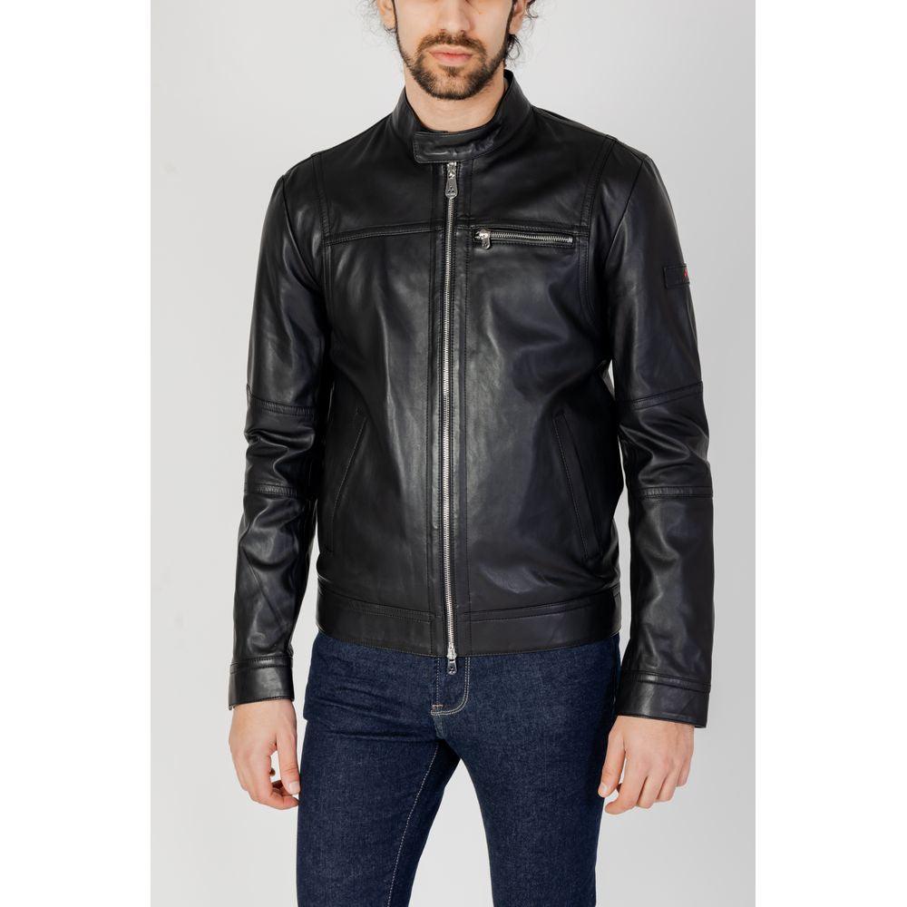 Peuterey Black Leather Jacket - Arichezz.store