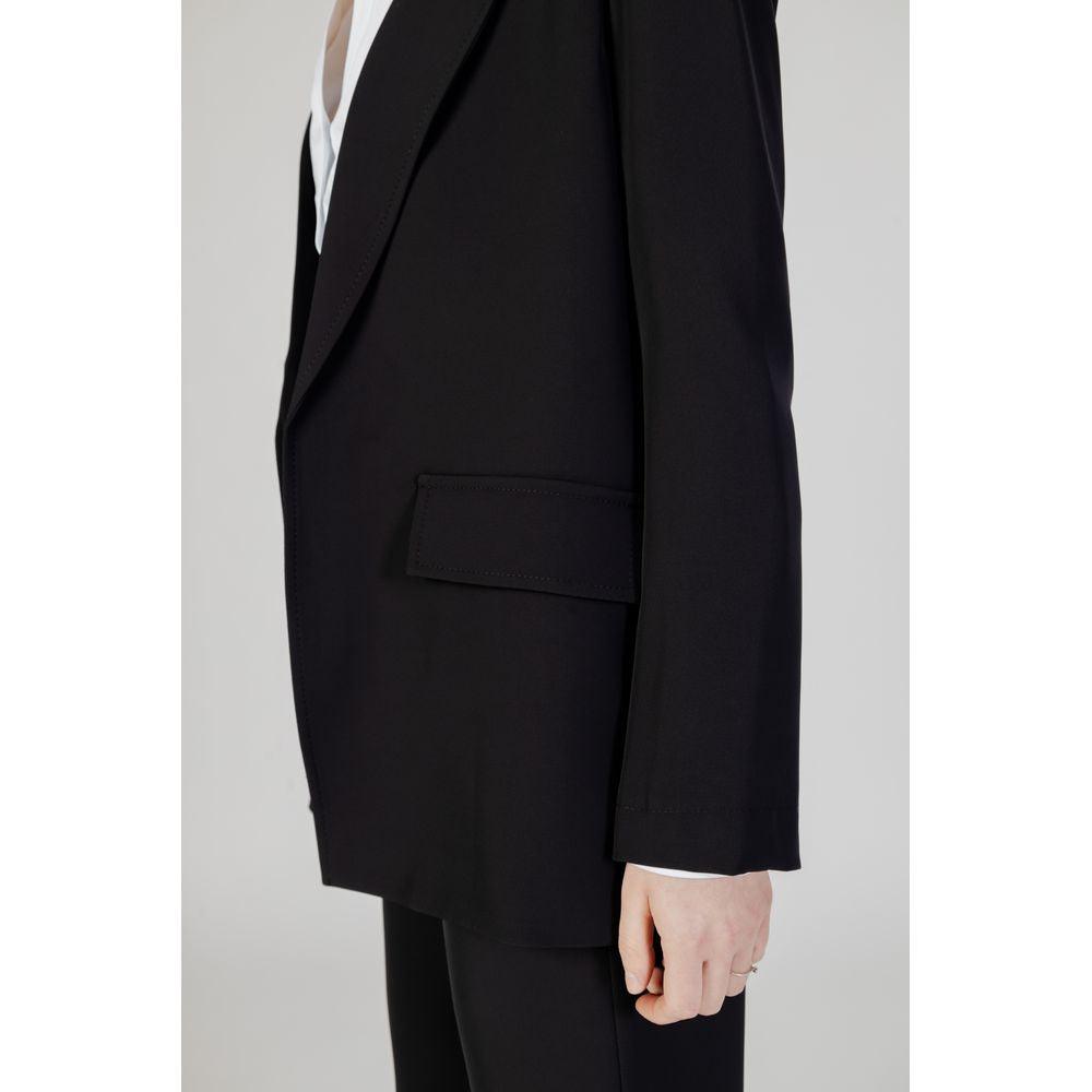 Sandro Ferrone Women's Black Polyester Blazer - Arichezz.store