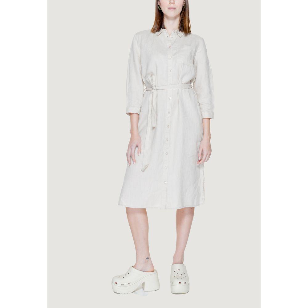 Street One Beige Linen Dress - Arichezz.store