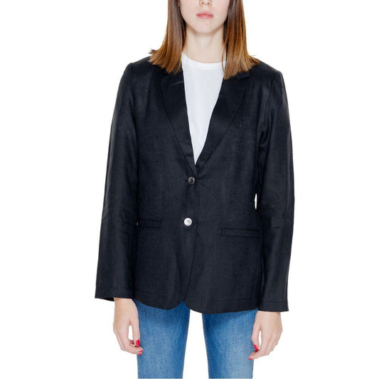 Street One Black Linen Blazer for Women - Arichezz.store