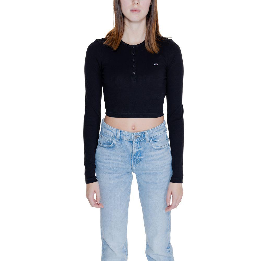 Tommy Hilfiger Jeans Black Cotton Tops & T-Shirt - Arichezz.store