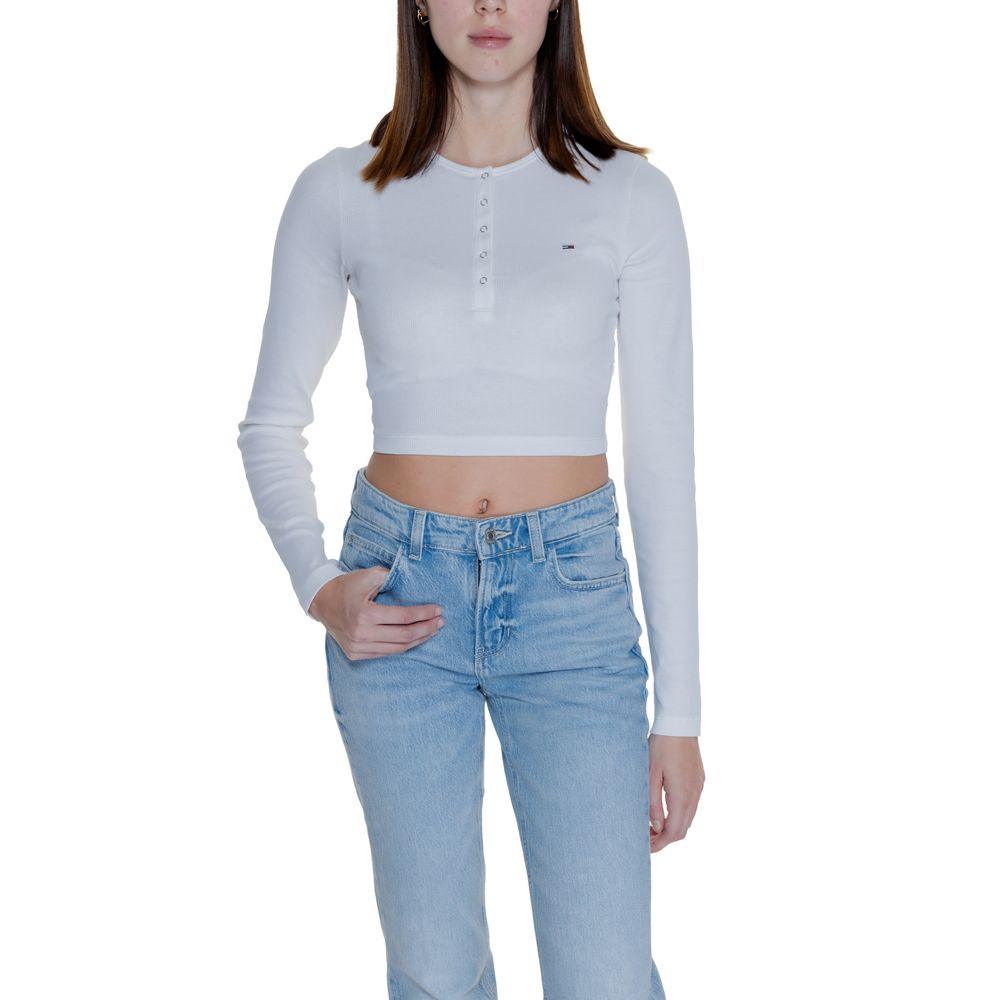 Tommy Hilfiger Jeans White Cotton Tops & T-Shirt - Arichezz.store