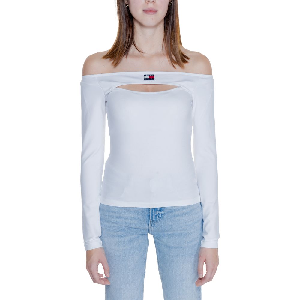 Tommy Hilfiger Jeans White Sustainable Viscose Tops & T-Shirt - Arichezz.store