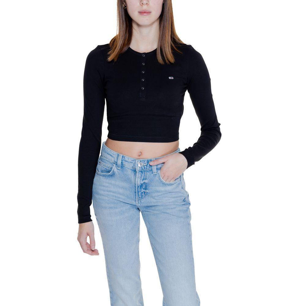 Tommy Hilfiger Jeans Black Cotton Tops & T-Shirt - Arichezz.store