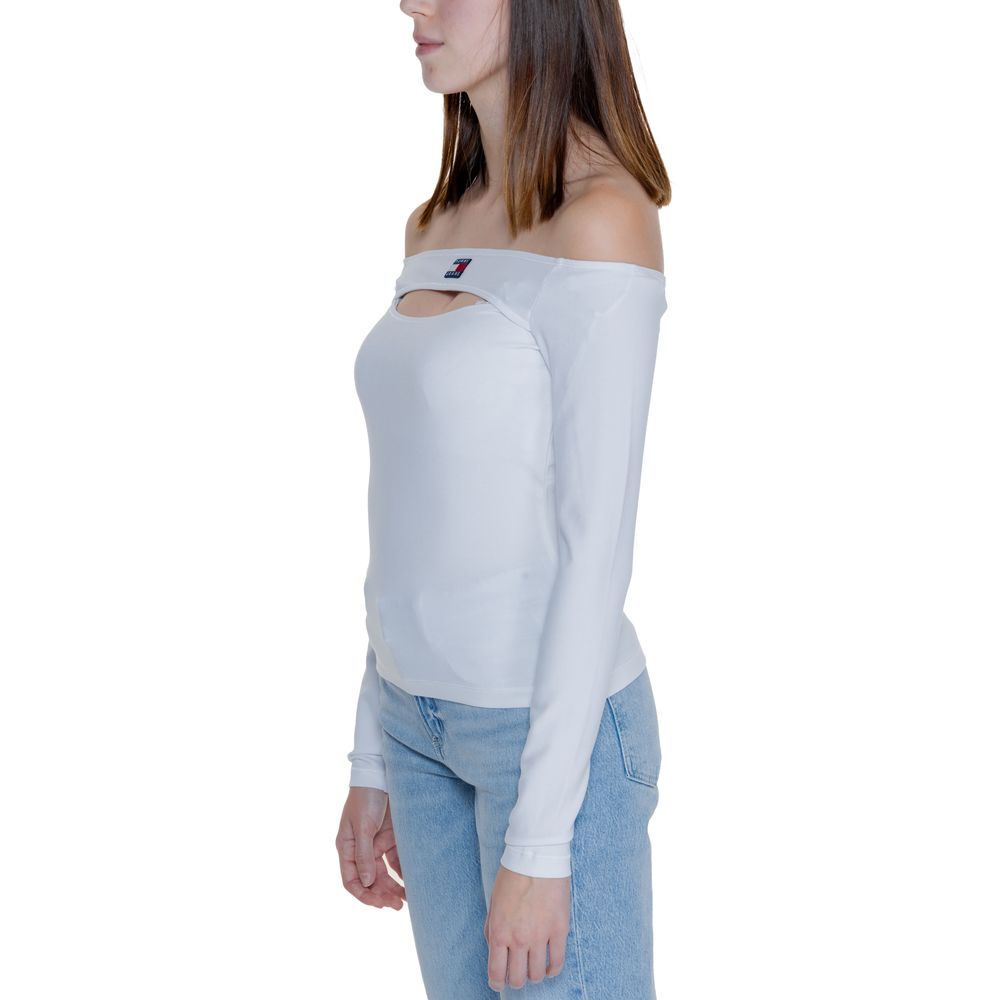 Tommy Hilfiger Jeans White Sustainable Viscose Tops & T-Shirt - Arichezz.store