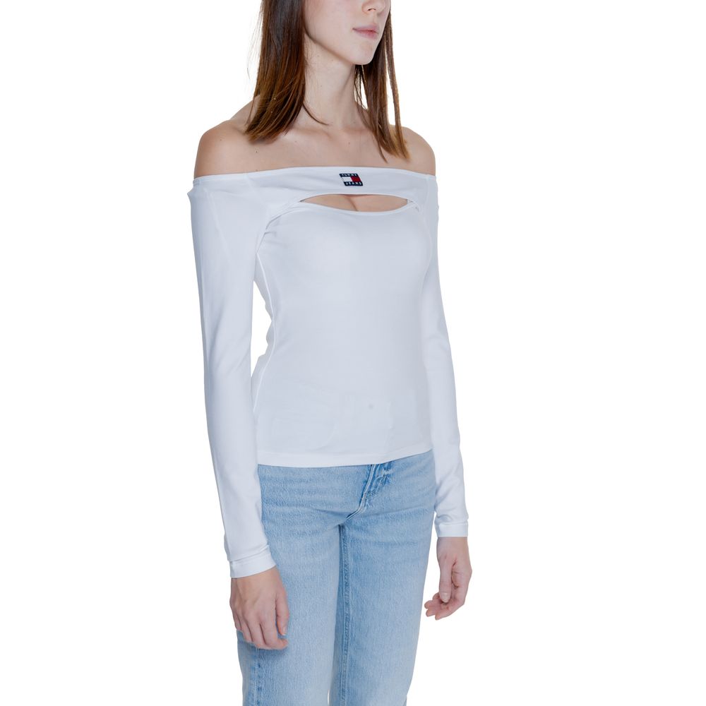 Tommy Hilfiger Jeans White Sustainable Viscose Tops & T-Shirt - Arichezz.store