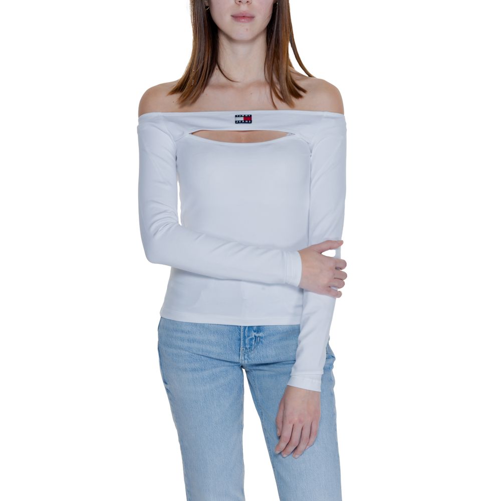 Tommy Hilfiger Jeans White Sustainable Viscose Tops & T-Shirt - Arichezz.store