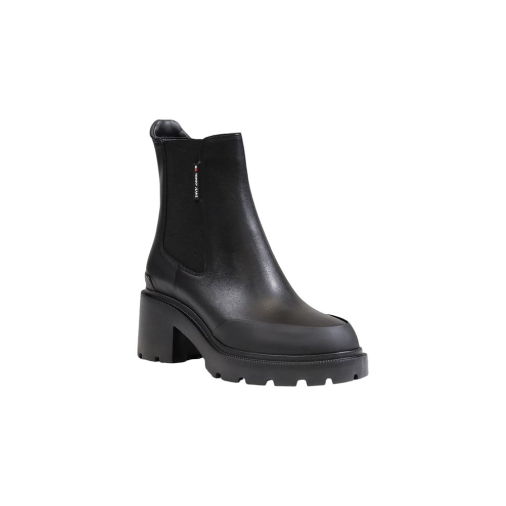 Tommy Hilfiger Jeans Black Leather Boot - Arichezz.store