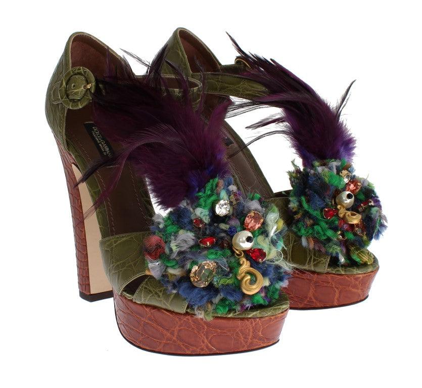 Dolce & Gabbana Multicolor Crystal Platform Sandals - Arichezz.store