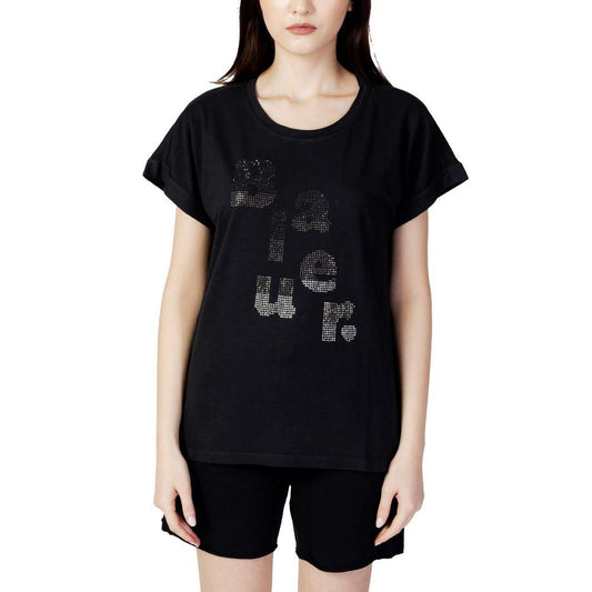 Blauer Black Cotton Tops & T-Shirt - Arichezz.store