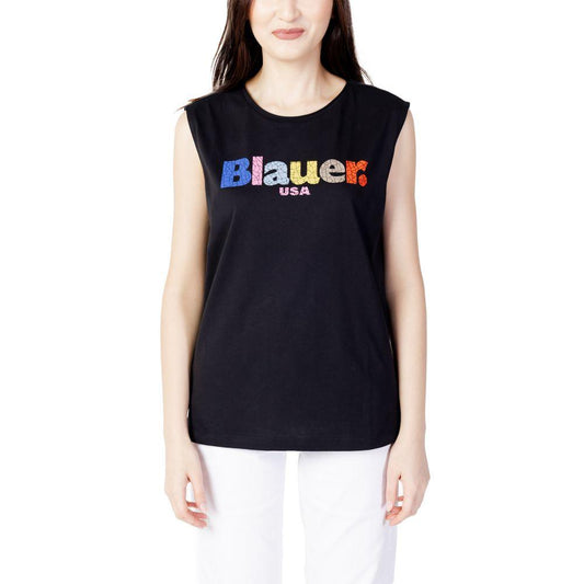 Blauer Black Cotton Tops & T-Shirt - Arichezz.store