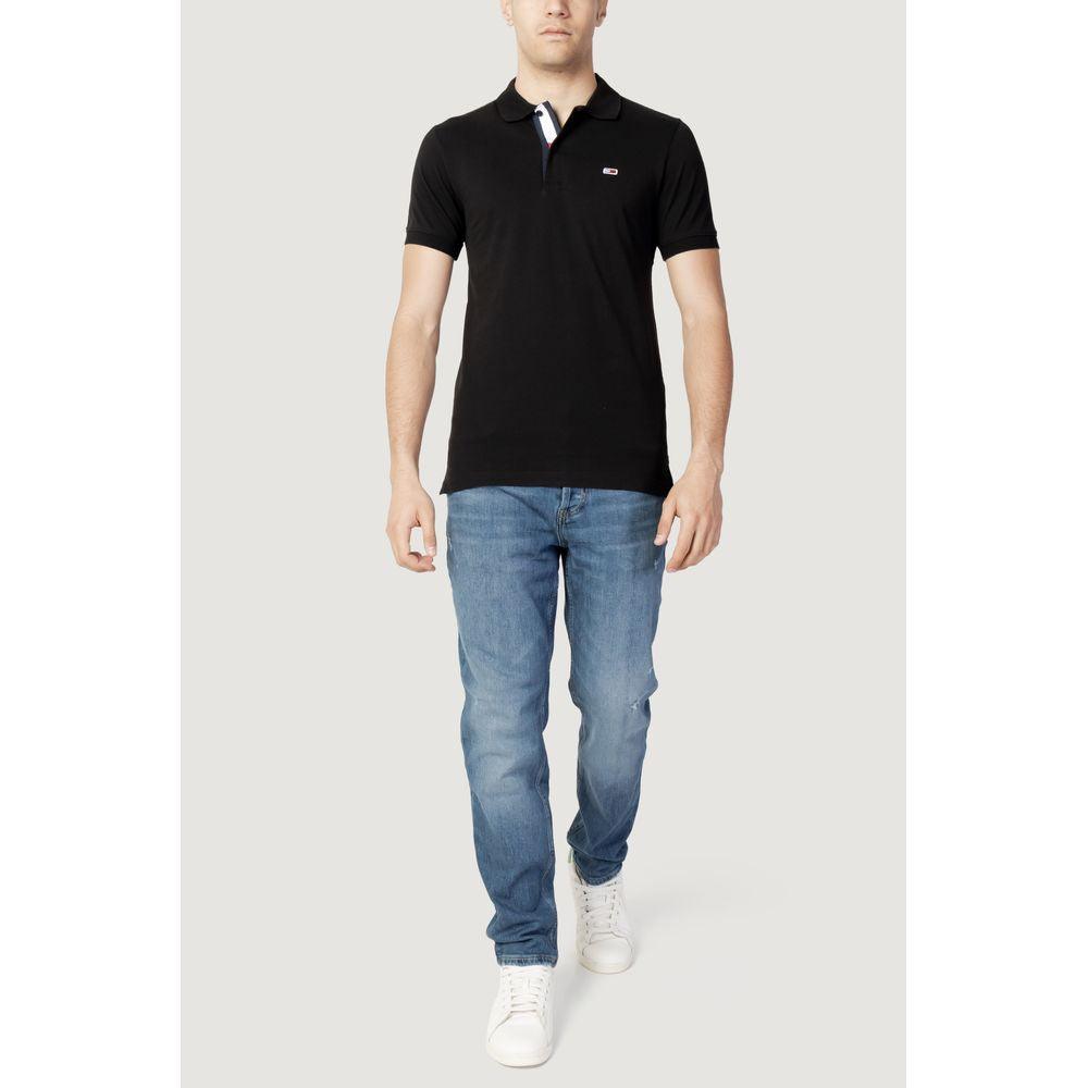 Tommy Hilfiger Jeans Black Cotton Polo Shirt - Arichezz.store