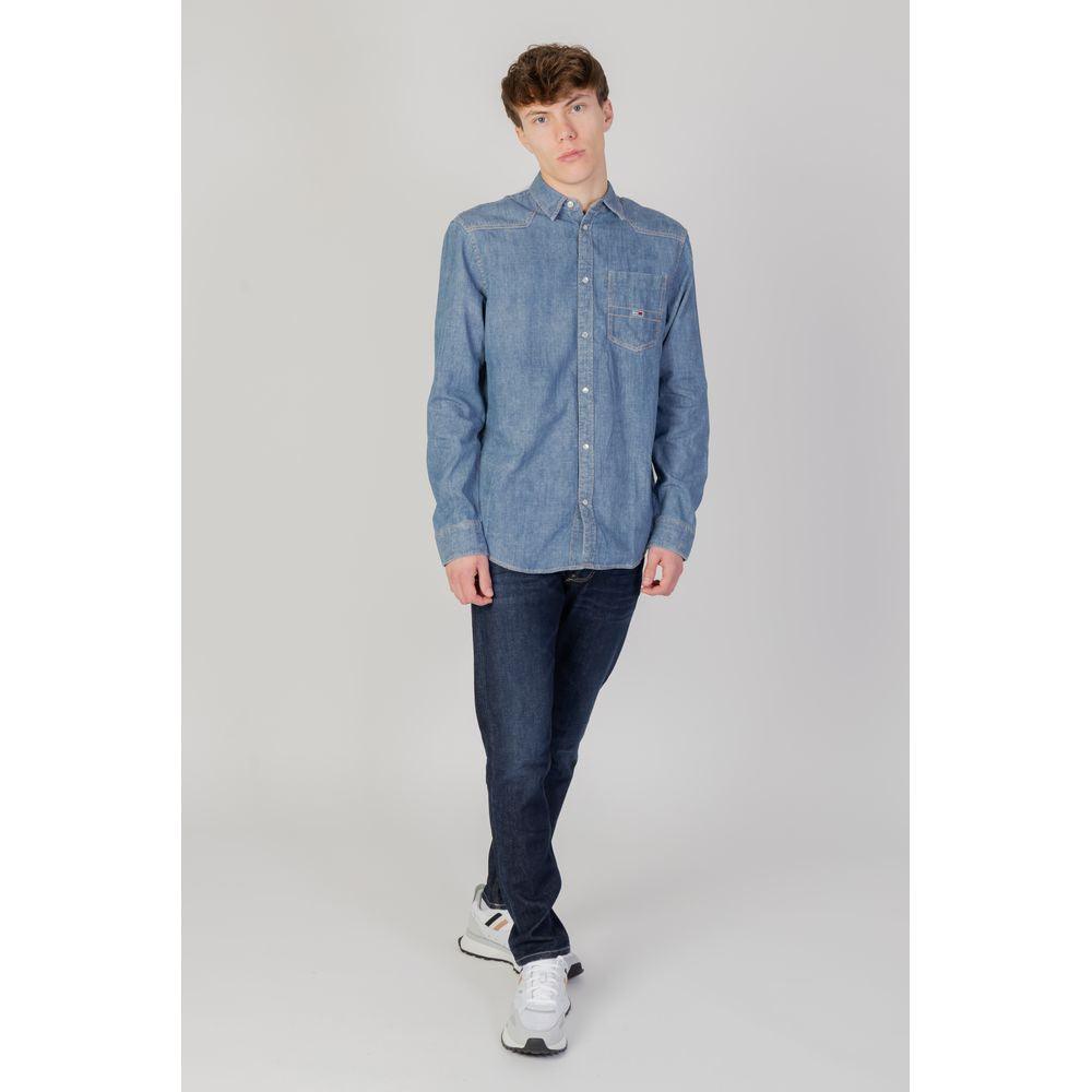 Tommy Hilfiger Jeans Blue Cotton Shirt - Arichezz.store