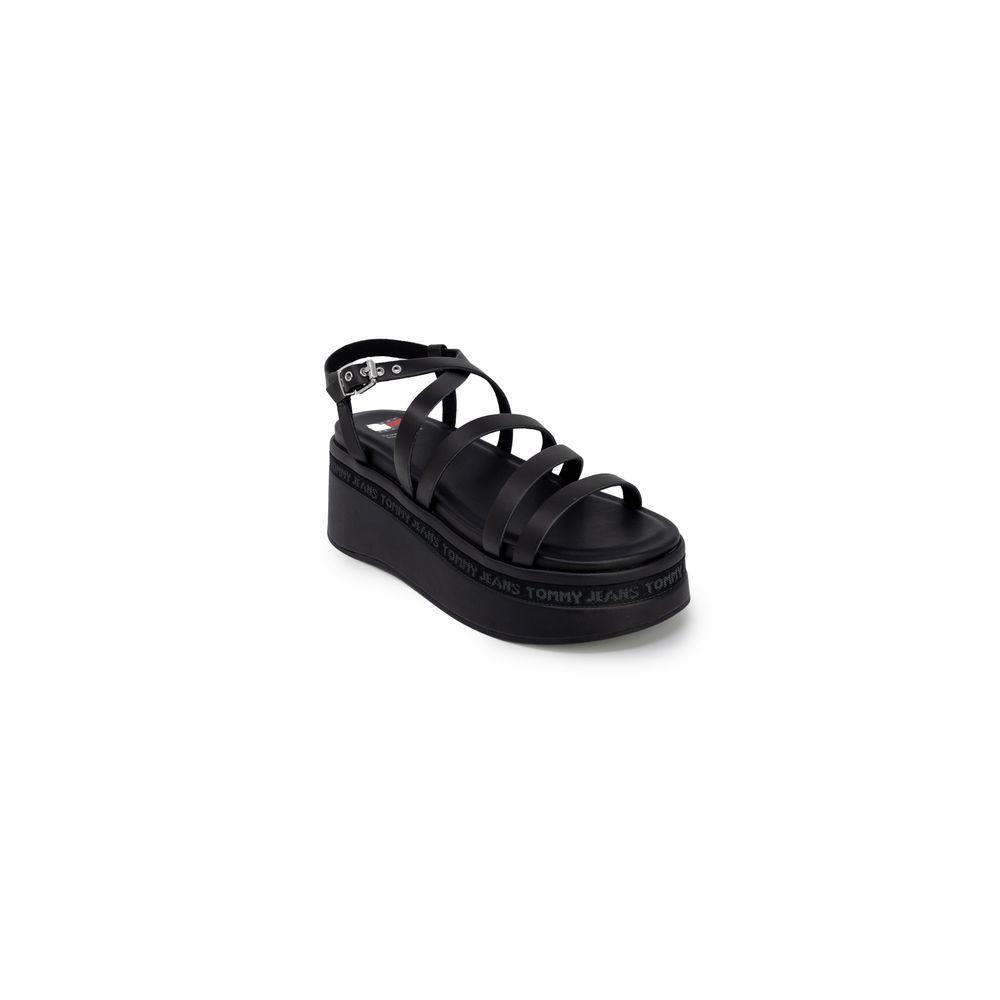 Tommy Hilfiger Women's Black Leather Heeled Sandals - Arichezz.store