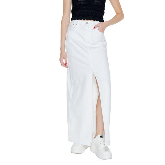 Tommy Hilfiger Jeans White Cotton Rigenerato Skirt - Arichezz.store