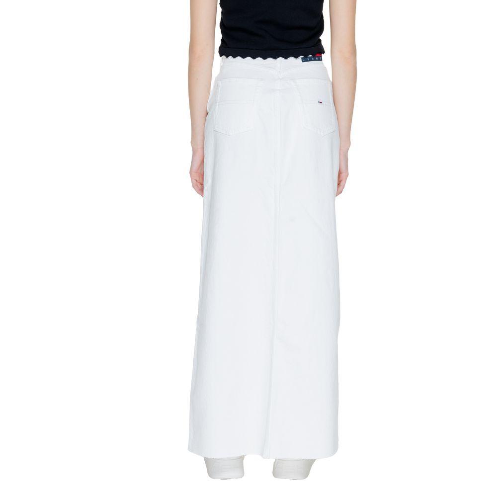 Tommy Hilfiger Jeans White Cotton Rigenerato Skirt - Arichezz.store