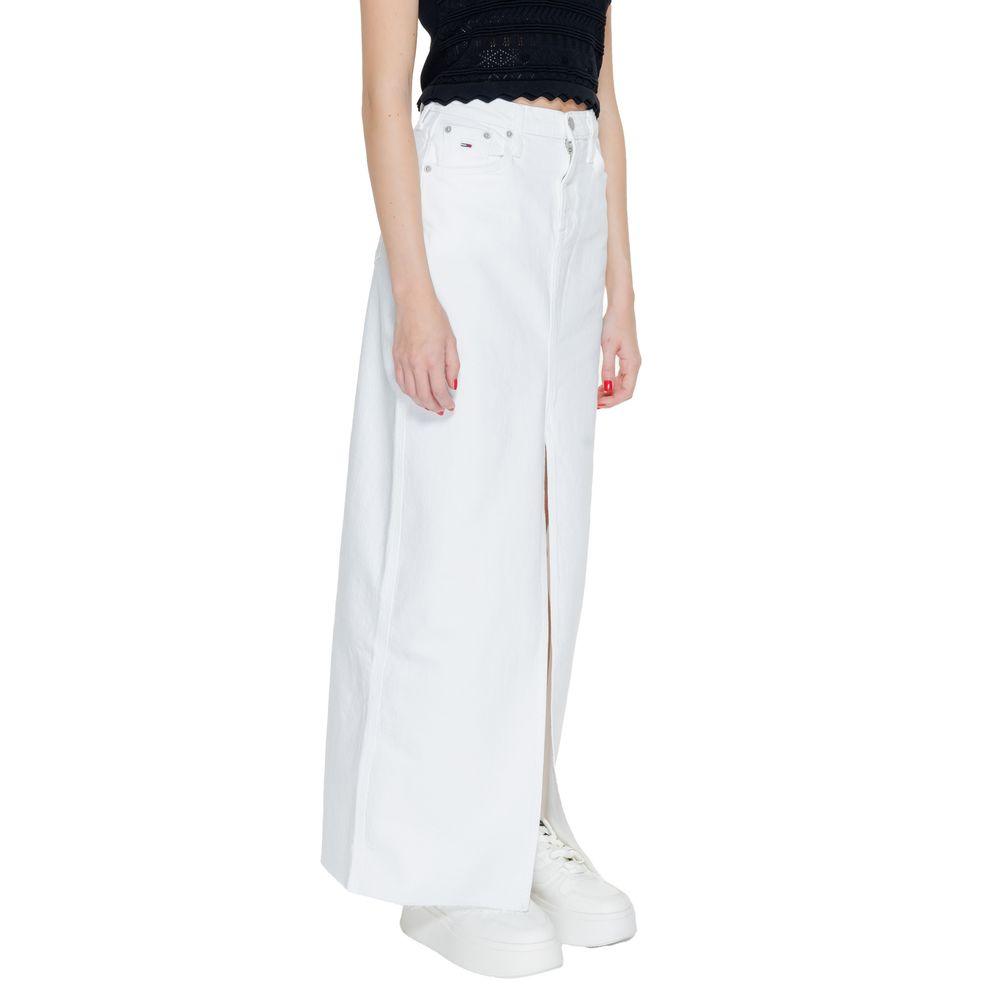 Tommy Hilfiger Jeans White Cotton Rigenerato Skirt - Arichezz.store