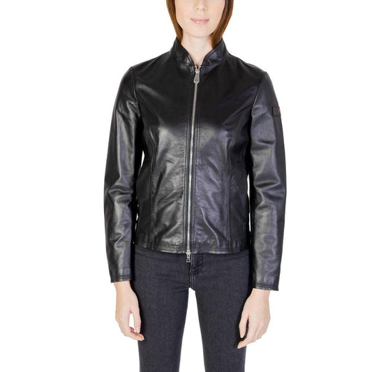 Peuterey Black Leather Jackets & Coat - Arichezz.store