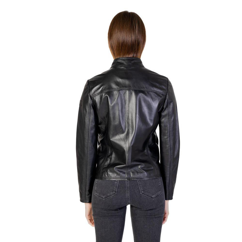 Peuterey Black Leather Jackets & Coat - Arichezz.store