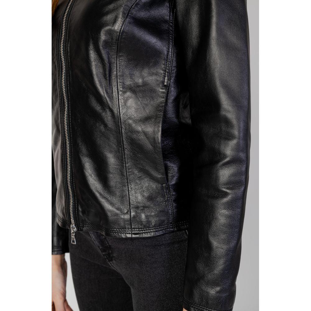 Peuterey Black Leather Jackets & Coat - Arichezz.store