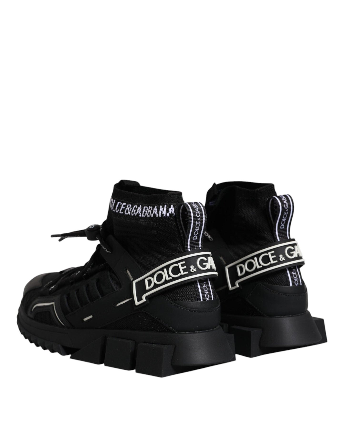 Dolce & Gabbana Black Sorrento Logo Men Sneakers Socks Shoes - Arichezz.store