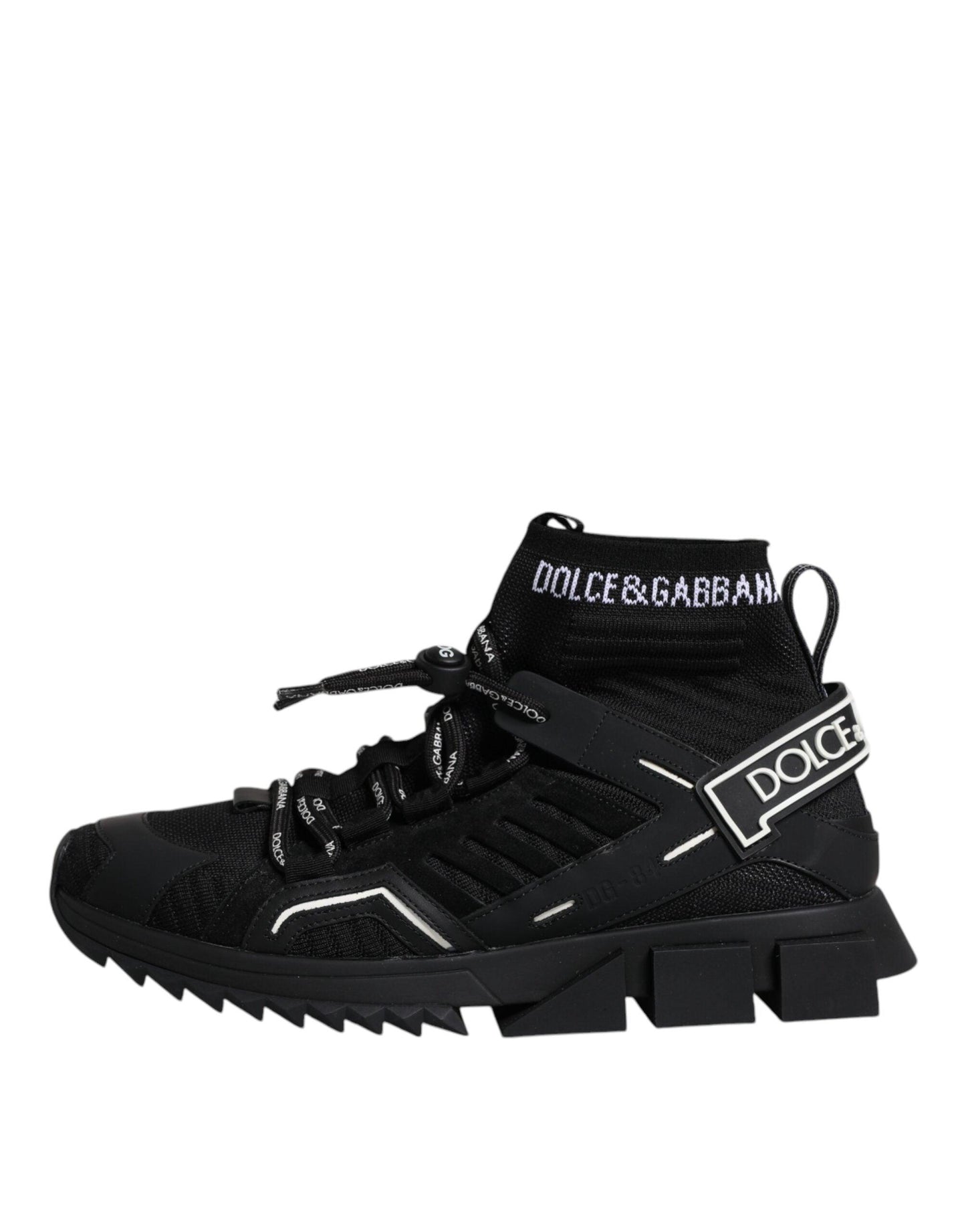 Dolce & Gabbana Black Sorrento Logo Men Sneakers Socks Shoes - Arichezz.store