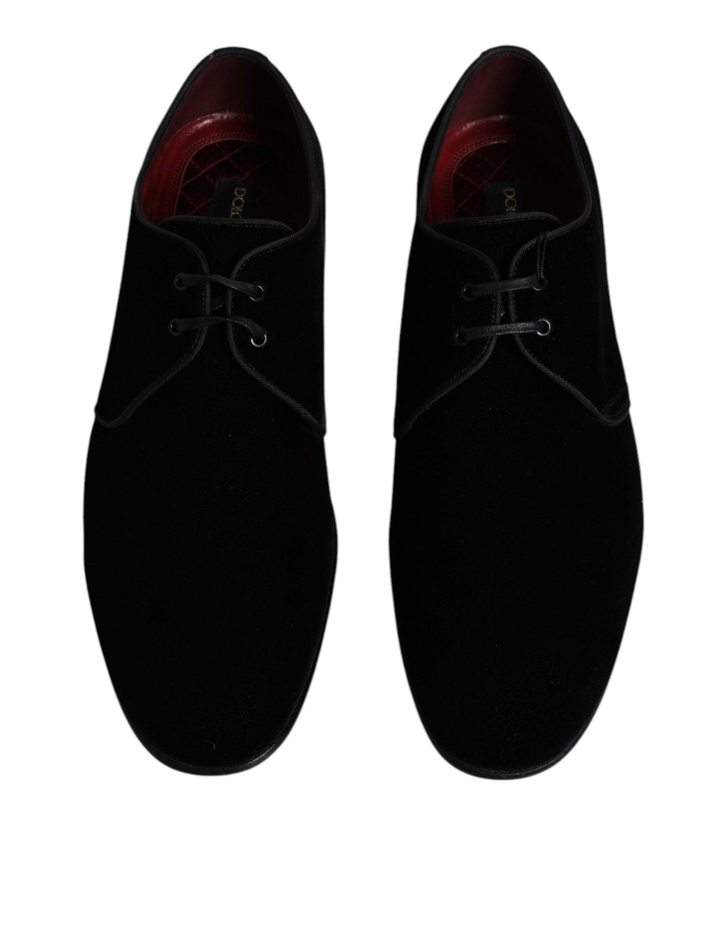 Dolce & Gabbana Black Velvet Leather Lace Up Derby Shoes - Arichezz.store