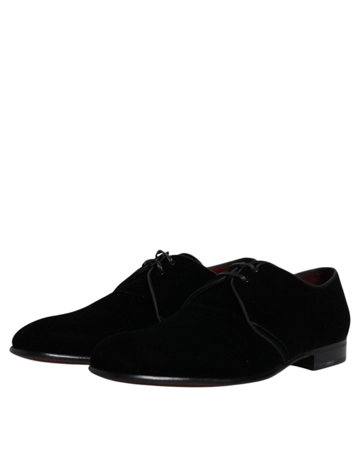 Dolce & Gabbana Black Velvet Leather Lace Up Derby Shoes - Arichezz.store