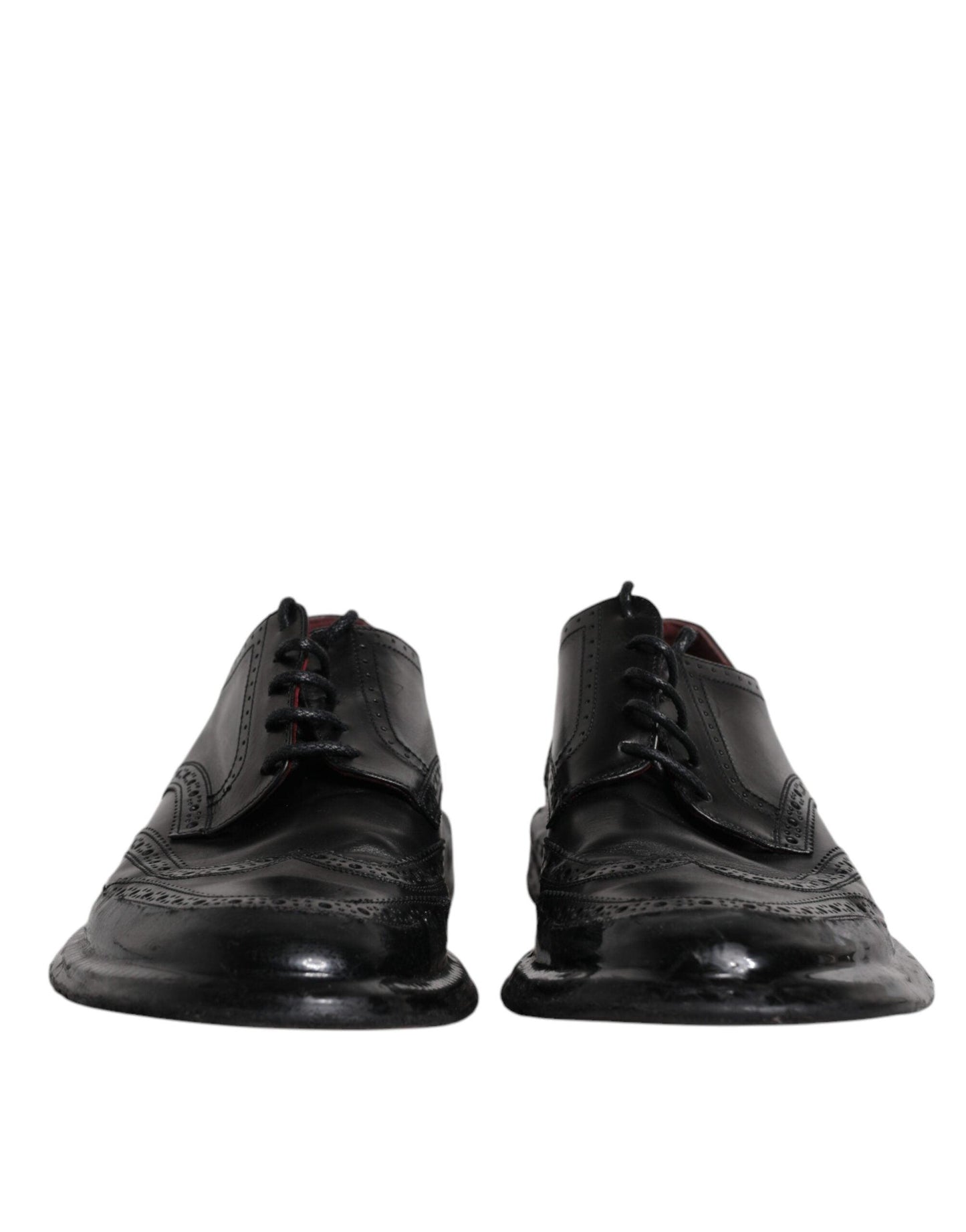 Dolce & Gabbana Black Leather Derby Wingtip Formal Shoes - Arichezz.store