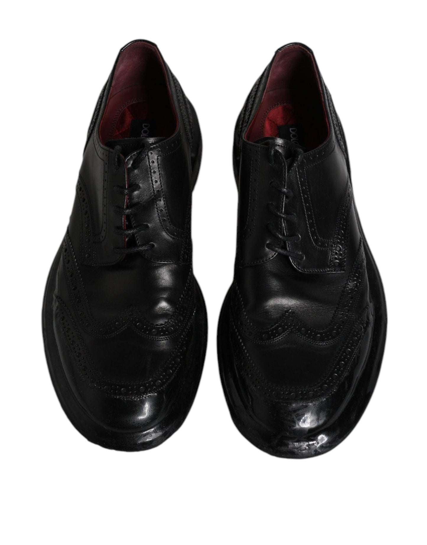 Dolce & Gabbana Black Leather Derby Wingtip Formal Shoes - Arichezz.store