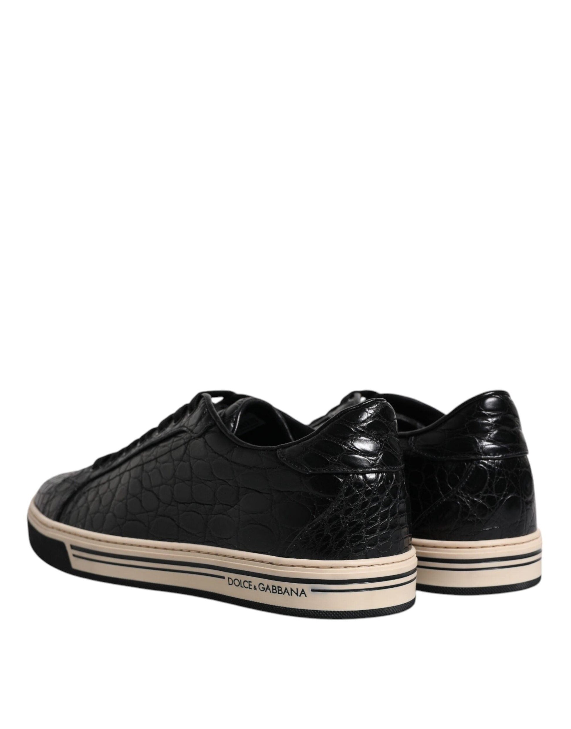 Dolce & Gabbana Black Leather Low Top Men Sneakers Shoes - Arichezz.store