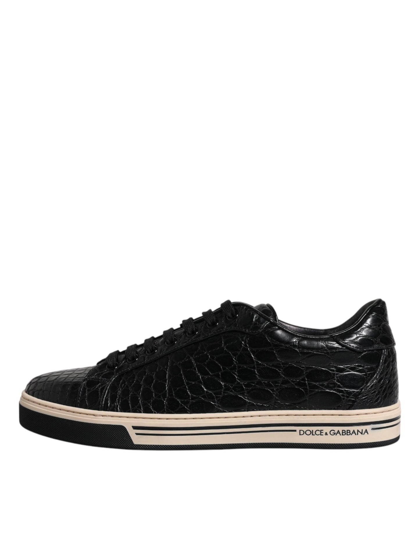 Dolce & Gabbana Black Leather Low Top Men Sneakers Shoes - Arichezz.store